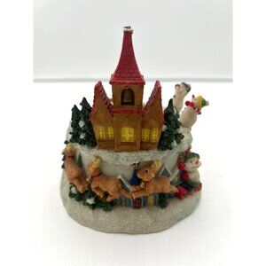 Jingle Bell Rock Christmas Music Box With Snowmen & Reindeer Figurine